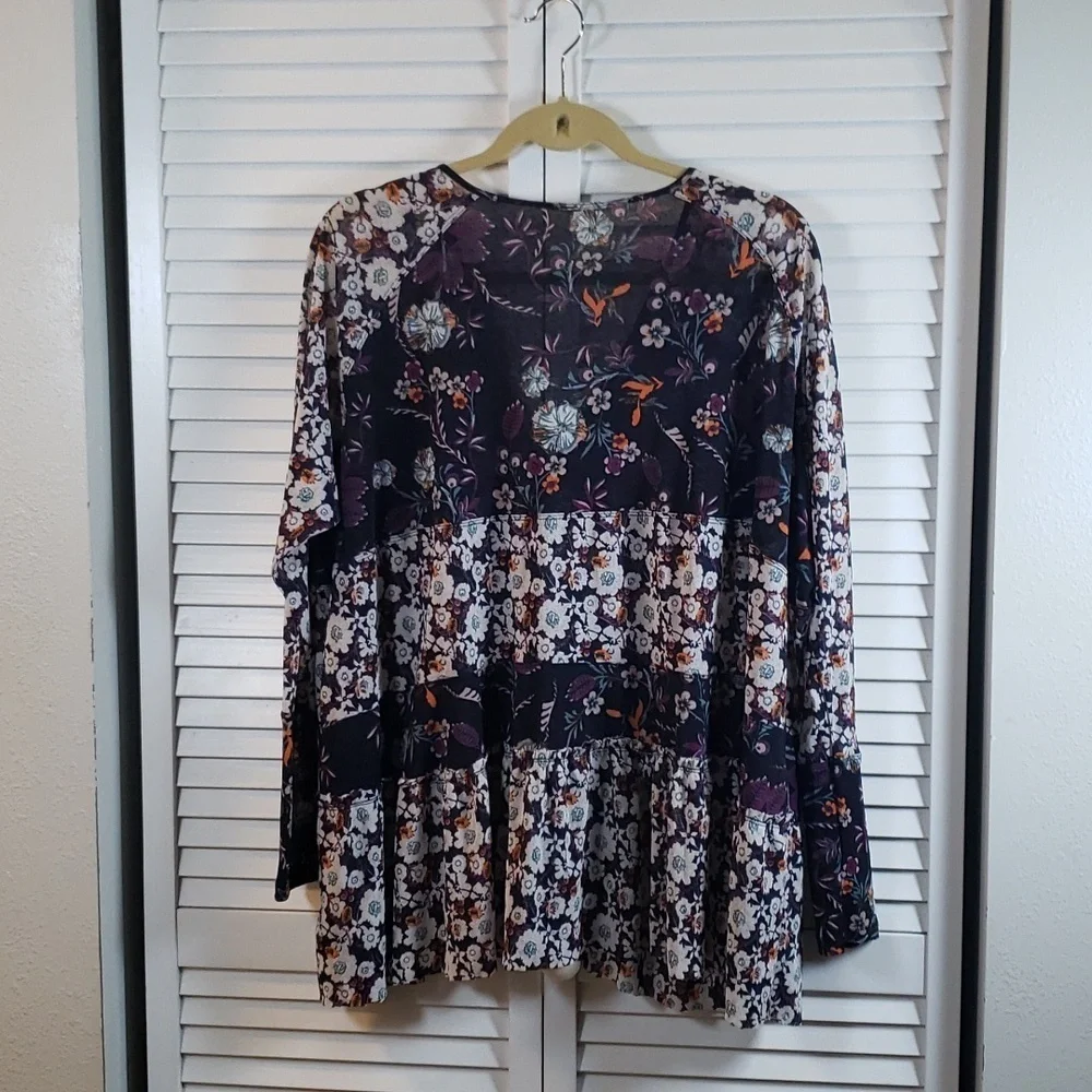 Free People Isabelle Tunic Long Sleeve Floral Top Blogger Fave, Size S - Picture 8 of 13